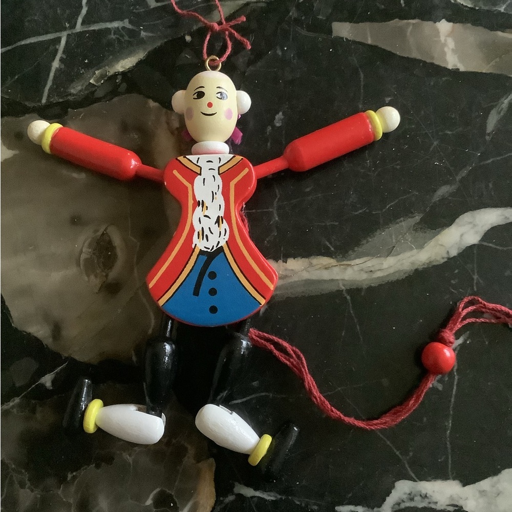 Vintage colonial fife marionette jointed hanging Christmas tree ornament